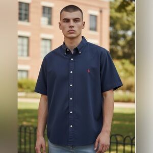 Polo by Ralph Lauren Men's Navy classic fit  Button Down Shirt in XL